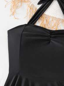 SHEIN Swim Women Solid High Waist Swimwear Skirt, New Modest Beachwear For Summer Beach Vacation - Black - View 4