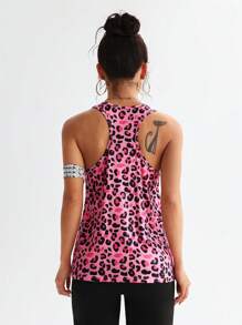 Core Rhythm Leopard Print Relaxed Fit Casual Sports Tank Top - Multicolor - View 2