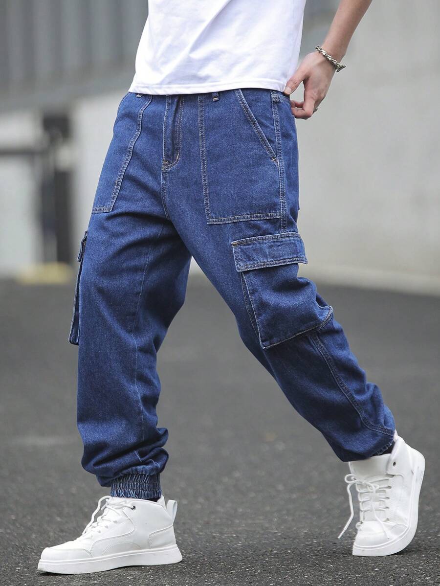 Manfinity EMRG Jeans cargo en denim coupe large pour hommes