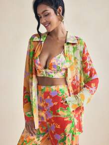 Eva Novielli Top tipo camiseta de bragas estampado multicolor de verano, blusa de vacaciones de verano colorida para la playa - Multicolor - Ver 8