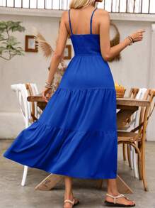 Breezaya Women's Holiday Pleated Cami Dress Maxi Vacation Beach Outfit