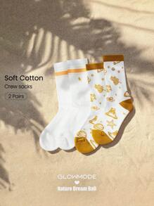 GLOWMODE X Nature Dream Bali 2 Pairs Soft Comfy Embroidery Seamless Toe Construction Socks Daily Casual Vacation Holiday Wear - Multicolor - View 1