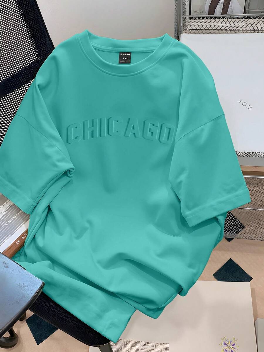 Claim Dot Áo thun tay ngắn cổ tròn in chữ cỡ lớn cho nam - màu xanh lá - Xem 1