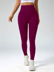 Easithlete Quần bó tập yoga liền mạch co giãn mông, kiểm soát bụng, quần bó có cạp chun rộng cho Tết Nguyên Đán - Màu Đỏ Sâu - Xem 2