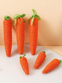 PETSIN 2pcs Cat Toys, 1 Large And 1 Small Carrot Shaped Paper Rope Toys - Multicolor - View 2