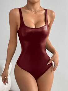 StreetHx 女士紧身衣，合身，弹力涂层面料 - 紅色 - 查看 6