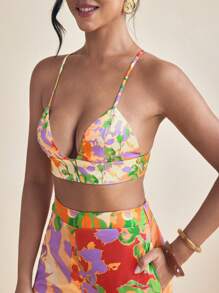 Eva Novielli Top tipo camiseta de bragas estampado multicolor de verano, blusa de vacaciones de verano colorida para la playa - Multicolor - Ver 5