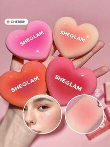 SHEGLAM Playing Cupid Cream Blush-Cherish 7 Shades Multi-Use Pure Peach Heart Blush Cream For Lips And Cheeks Highly Pigmented Non-Fading Satin Finish Lip Cream Non-Greasy Blendable Face Makeup Rare - Cherish - View 1