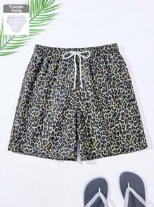 Surfspeed Men's Holiday Leopard Print Drawstring Waist Loose Beach Shorts - Multicolor - View 1