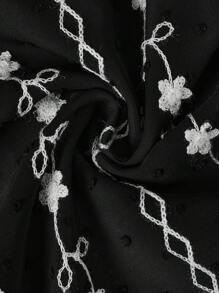 SHEIN Clasi 大码女式花卉印花 V 领无袖优雅连衣裙 - 黑色 - 查看 3