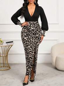 SHEIN Lady Sloping Shoulder Slim Purple Long Women's Dress Dark Purple Skirt Holiday Dress With Flowing Single Sleeves Tie-Dye Women's Long Dress