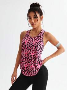 Core Rhythm Leopard Print Relaxed Fit Casual Sports Tank Top - Multicolor - View 3