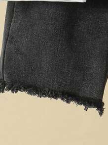 SHEIN Conjunto de 3 piezas para niño pequeño: camiseta de manga corta casual, chaleco vaquero desgastado y pantalones cortos vaqueros rotos, para verano