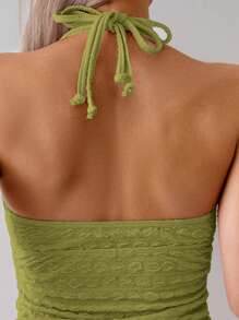 SHEIN Swim Fashionable Women's Spaghetti Strap Camisole Bikini Tops - Mustard Yellow - View 3