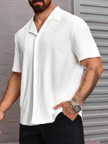 Manfinity Homme Plus Size Men's Casual Versatile Solid Color Shirt - White - View 4