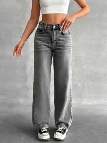 EURMUSE Women Jeans Plus Size Women S Clothes Women Summer Clothing Women Wide Leg Jeans Women - Grey - View 1