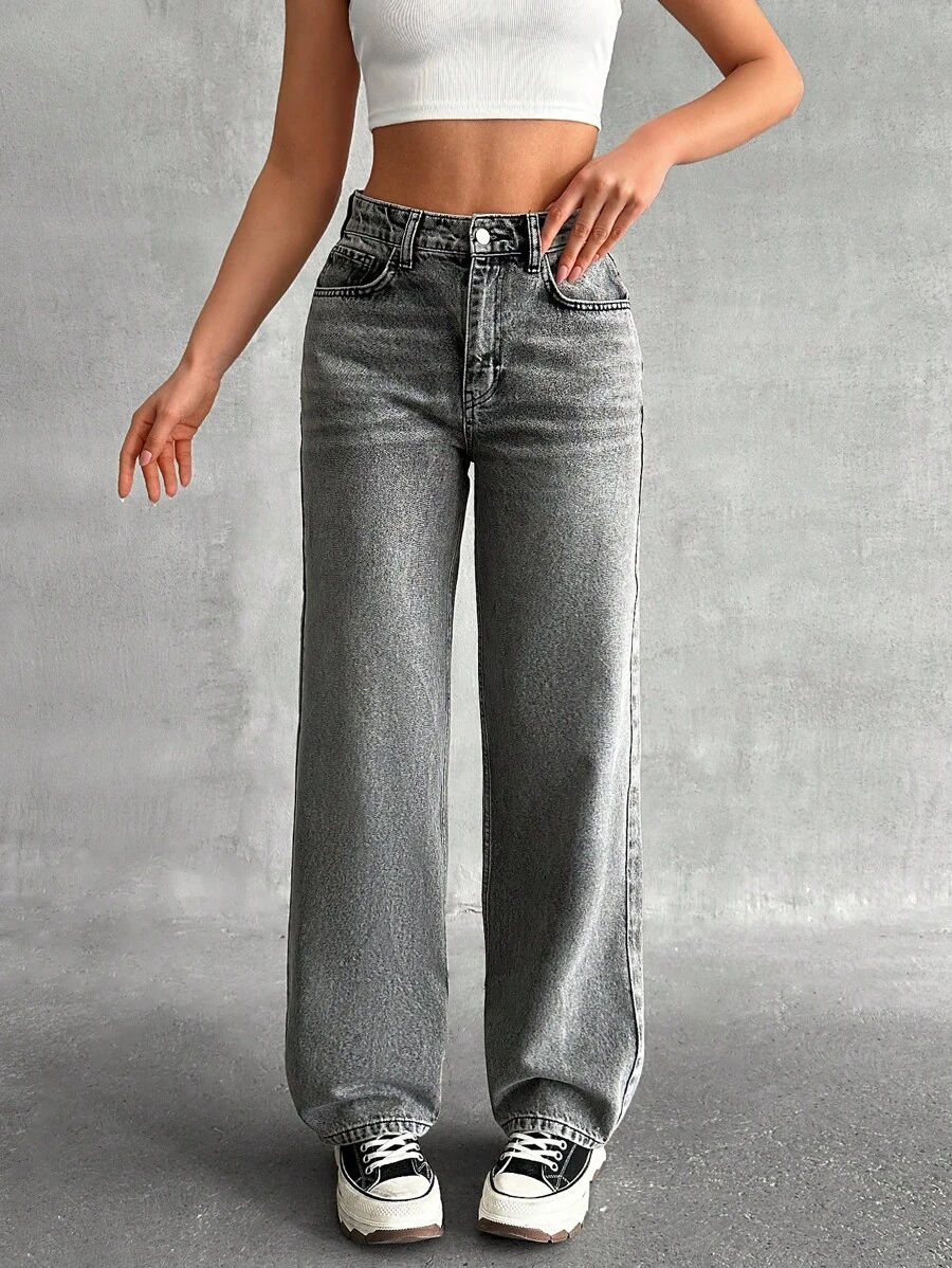 EURMUSE Women Jeans Plus Size Women S Clothes Women Summer Clothing Women Wide Leg Jeans Women - Grey - View 1