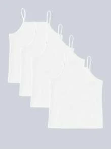 Sparklyn 4pcs Girls Basic Solid Color Camisole Underwear Set