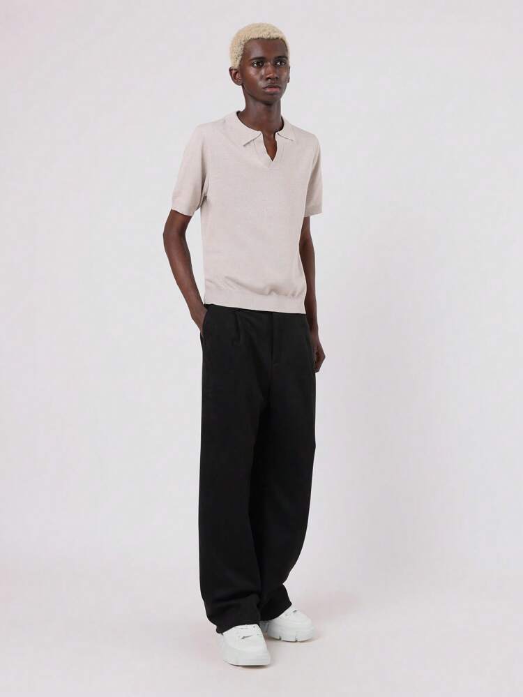 Lekka dzianinowa koszulka polo z krótkim rękawem i kołnierzykiem