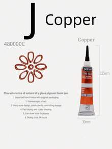 SHEIN 1 Pc Metal Color 3D Stereoscopic Glass Pigment Hook Pen 1mm Pen Tip 20ml DIY Painting Textile Ceramic Metal Acrylic Pigment Back To School - one-size - View 13