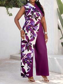 SHEIN Lady Monos de talla grande elegantes para la oficina y el día a día, con cuello de punto de colores, cuentas y sin mangas, apropiados para la primavera y el verano - Multicolor - Ver 6