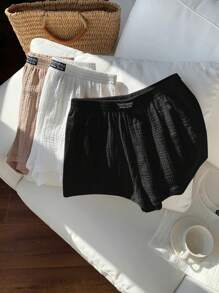 Comfortcana Women Letter Jacquard Wide Leg Shorts Set,Shorts For Summer