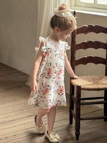 LMoss Kids LMoss Young Girl Ditsy Floral Fitted Round Neck Woven Dress