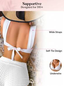 Swim DD+ Women's Solid Color Twist Front Bikini Top Swimwear, Summer Beach Vacation