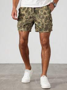 Manfinity LEGND 男士街头风格迷彩印花工装短裤 - 彩色 - 查看 4