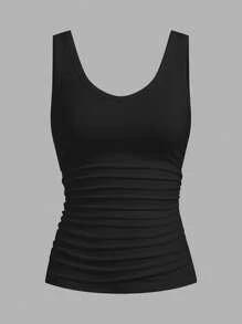 Slaydiva 2 Pieces Casual Minimalist Women V-Neck Camisole, Black And White Back To School - Multicolor - View 5