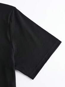 Maweii MEXICO Country/Region Text Graphic Plus Size Women Round Neck Short Sleeve T-Shirt - Black - View 4