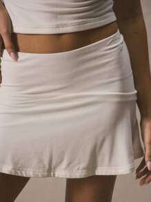 MUSERA 中腰弹力宽松褶皱迷你裙，夏季可爱度假休闲90年代Y2K户外复活节款 - 白色 - 查看 5