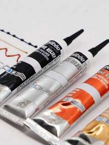 SHEIN 1 Pc Metal Color 3D Stereoscopic Glass Pigment Hook Pen 1mm Pen Tip 20ml DIY Painting Textile Ceramic Metal Acrylic Pigment Back To School - one-size - View 18