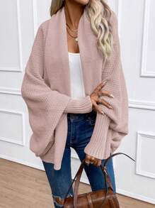 EMERY ROSE Women's Solid Color Batwing Sleeve Long Sleeve Cardigan Fall Winter Cloth For Women - Pink - View 8