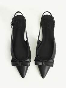 CUCCOO CHICEST Women's Pointed Toe Bow Accent Flats, Black Elegant - Black - View 9