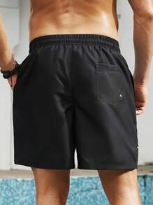 Manfinity Swimmode Men's Simple Fashion Casual Swimming Trunks, Everyday Wear - Black - View 2