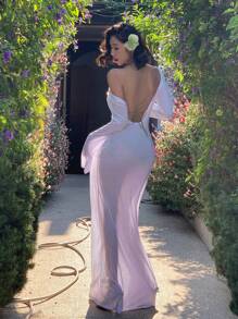 DAZY طقم بكيني بأكمام طويلة وفستان كوفر أب شفاف بلا ظهر للعطلات الصيفية