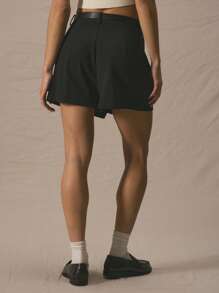 MUSERA Tailored Mid Rise Darted Belted Shorts Only Summer Cute Vacation - Blue - View 4