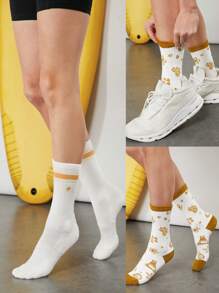 GLOWMODE X Nature Dream Bali 2 Pairs Soft Comfy Embroidery Seamless Toe Construction Socks Daily Casual Vacation Holiday Wear - Multicolor - View 6