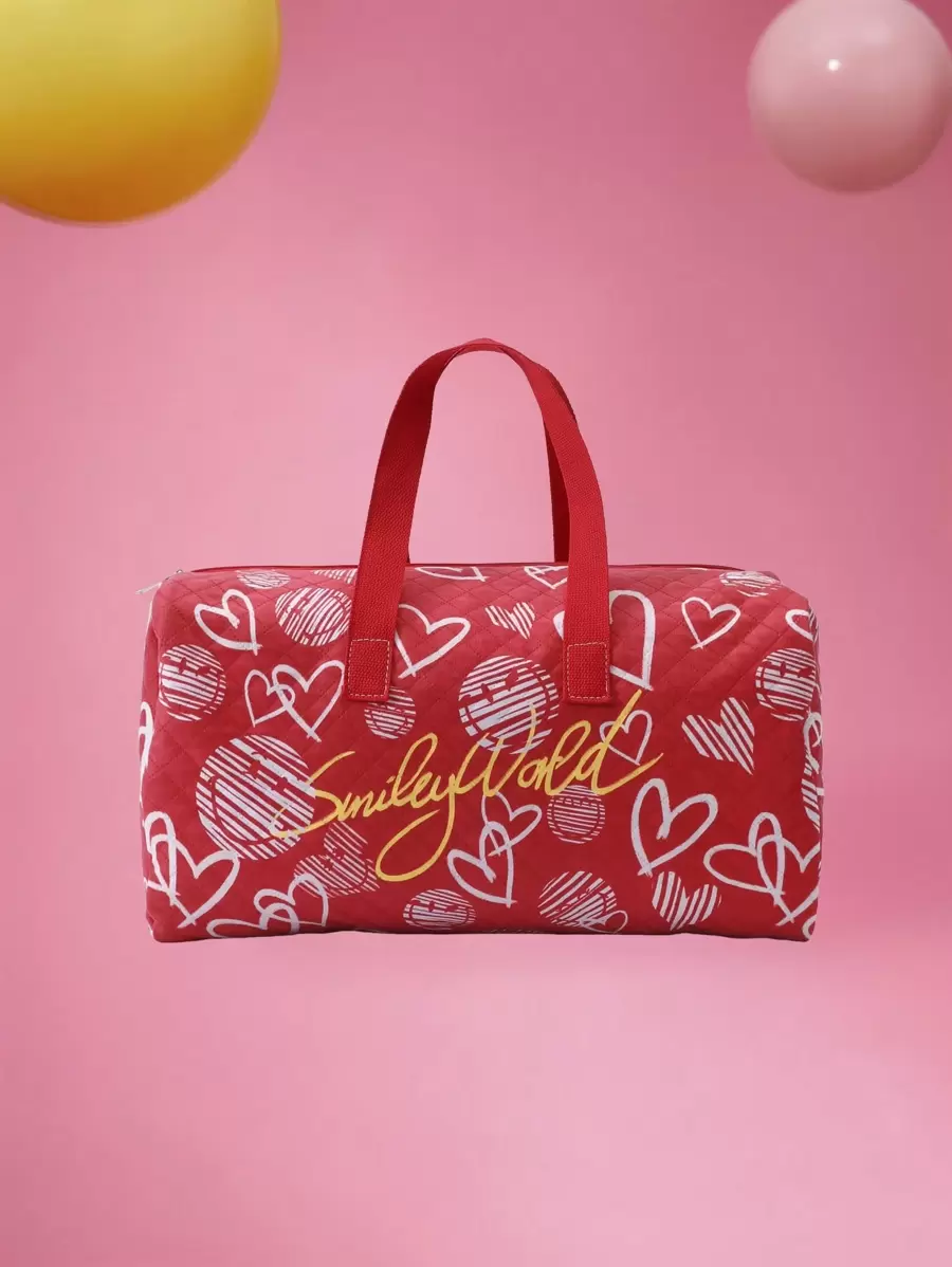 SmileyWorld® | SHEIN Smiling Face And Heart Pattern Travel Luggage Bag - Multicolor - View 1
