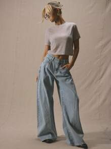 MUSERA 中腰缝线细节筒形牛仔裤，春夏可爱度假风，90年代Y2K复古风，户外乡村音乐会，秋冬日常工作办公室圣诞时尚