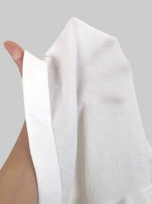 Linhara Plus Size Women's Washed Cotton Cinched Waist Sleeveless Backpack Pocket Button Decor Cropped Top