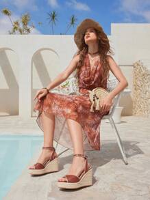 Styleloop Chic Vacation Style Platform Thick Sole High Heel Sandals, Black Open Toe Wedge Heels