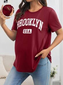 SHEIN Maternity Casual Loose Nursing Tee, Outdoor Sport Style