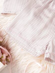 2 chiếc áo ngắn tay bằng vải satin dễ thương cho bé gái tuổi mới lớn và quần short thường ngày, bộ đồ ngủ mềm mại Bộ quần áo cho bé gái tuổi mới lớn Bộ đồ ngủ tay ngắn - Hồng - Xem 6