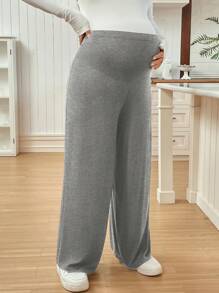SHEIN Adjustable Waist Loose Maternity Pants - Grey - View 5