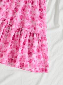 Elamini Women's Casual & Vacation Versatile Fashion Tie-Dye Rose Ditsy Floral Ruched Camisole Mini Dress, Spring/Summer - Multicolor - View 5