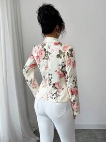 Elenzga 花卉印花简约优雅女士西装外套 - 彩色 - 查看 2