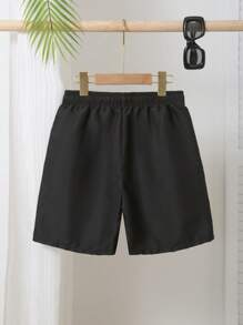 Tween Boy Solid Color Drawstring Waist Swim Trunks