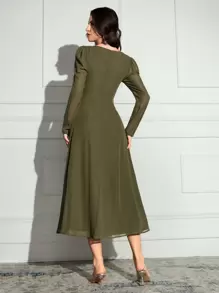 Modelyn 女士长袖纯色长裙，简约时尚风格，适合夏季